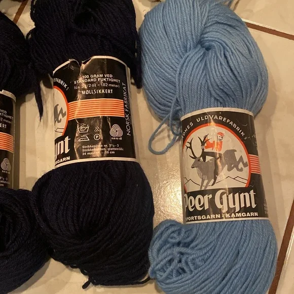 NWT & Vintage 7 Peer Gynt 100 grams various colors, & 1 Galway 100g Wool Yarn